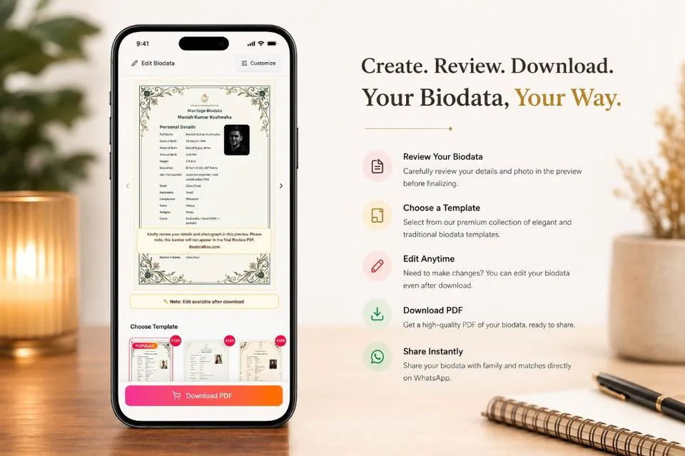 Preview and download marriage biodata PDF on BiodataBliss