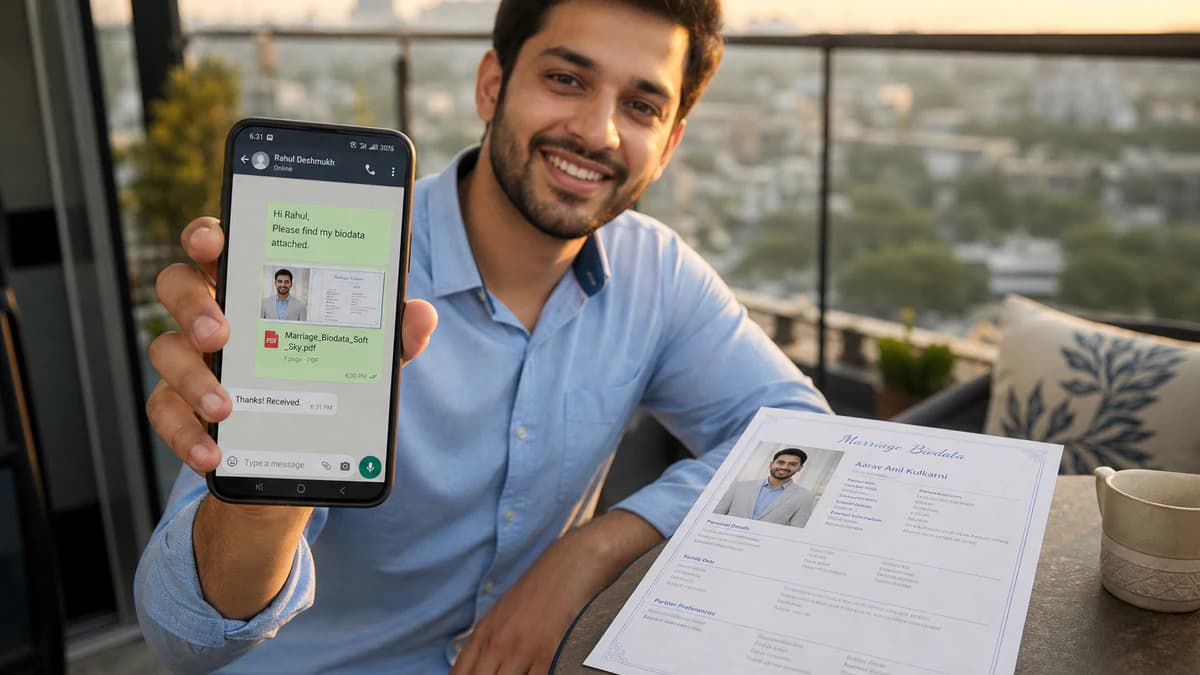 Sharing a free marriage biodata PDF on WhatsApp after creating it online