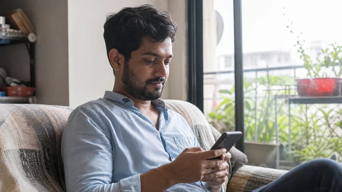 তরুণ ব্যক্তি ফোনে বিবাহ বায়োডাটা তৈরি করছেন